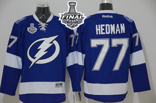 Lightning 77 Victor Hedman Blue 2015 Stanley Cup Jersey