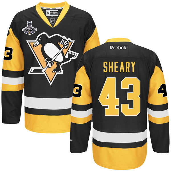 Penguins 43 Conor Sheary Black 2016 Stanley Cup Champions Premier Jersey