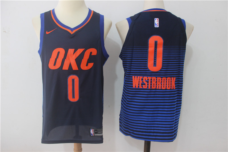 Thunder 0 Russell Westbrook Navy Nike Authentic Jersey