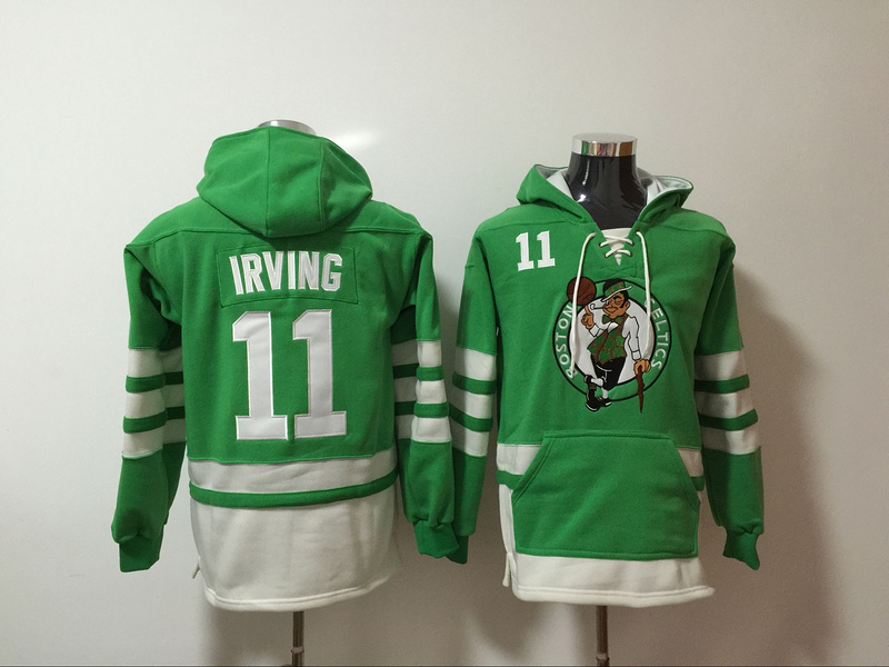 Celtics 11 Kyrie Irving Green All Stitched Hooded Sweatshirt