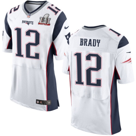 Nike Patriots 12 Tom Brady White 2017 Super Bowl LI Elite Jersey