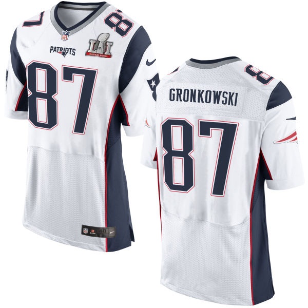 Nike Patriots 87 Rob Gronkowski White 2017 Super Bowl LI Elite Jersey