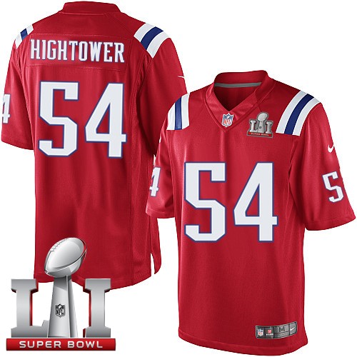 Nike Patriots 54 Dont'a Hightower Red Youth 2017 Super Bowl LI Game Jersey