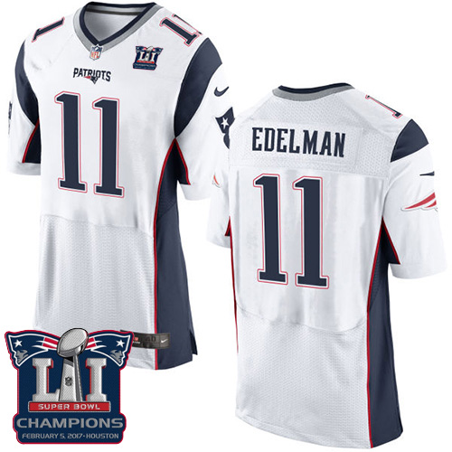 Nike Patriots 11 Julian Edelman White 2017 Super Bowl LI Champions Elite Jersey