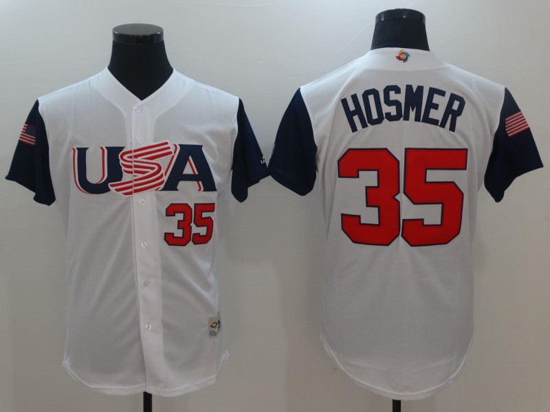 Men's USA Baseball 35 Eric Hosmer White 2017 World Baseball Classic Jersey