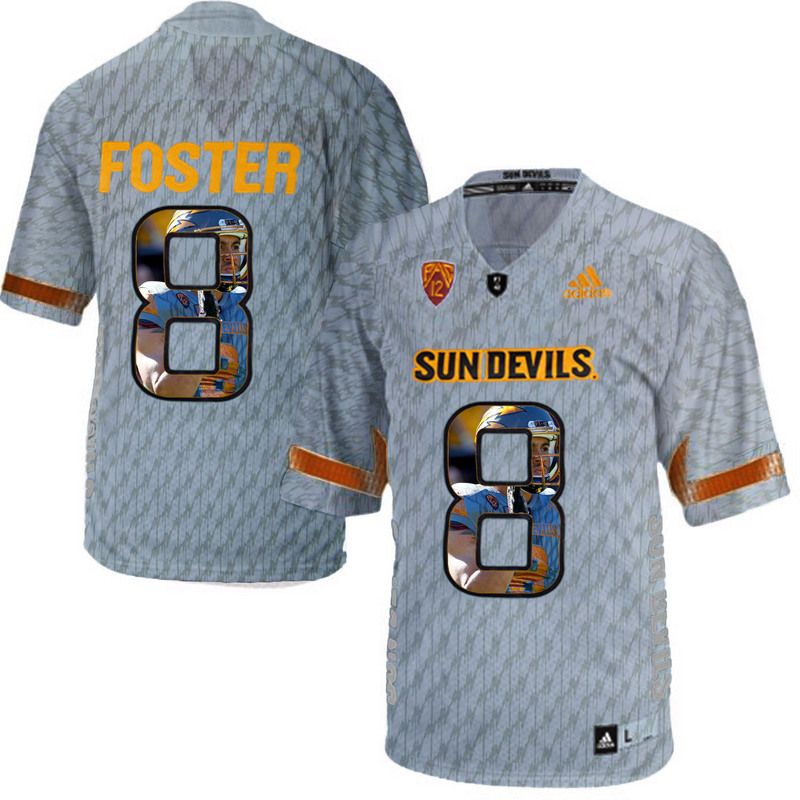 Arizona State Sun Devils 8 D.J. Foster Gray Team Logo Print College Football Jersey11