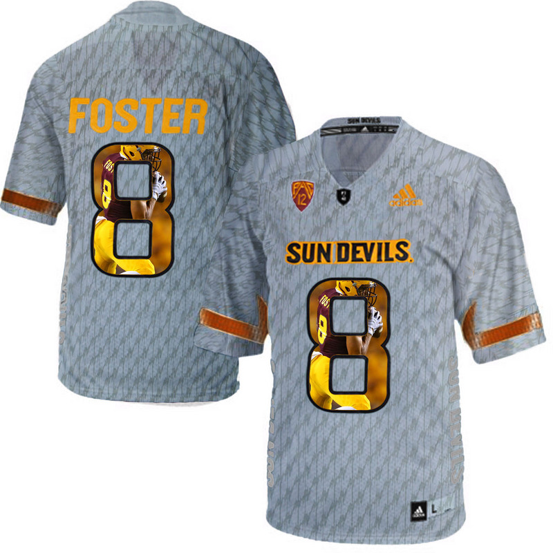 Arizona State Sun Devils 8 D.J. Foster Gray Team Logo Print College Football Jersey8