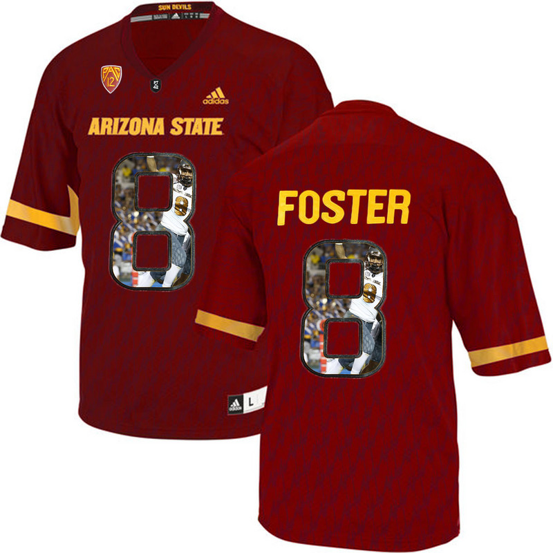 Arizona State Sun Devils 8 D.J. Foster Red Team Logo Print College Football Jersey4