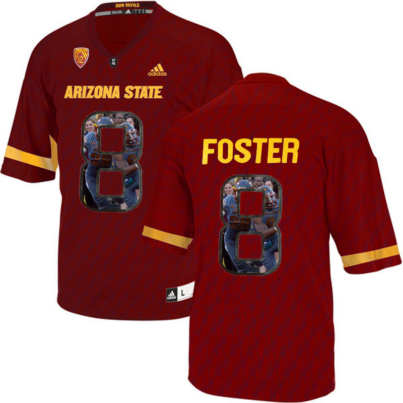 Arizona State Sun Devils 8 D.J. Foster Red Team Logo Print College Football Jersey5