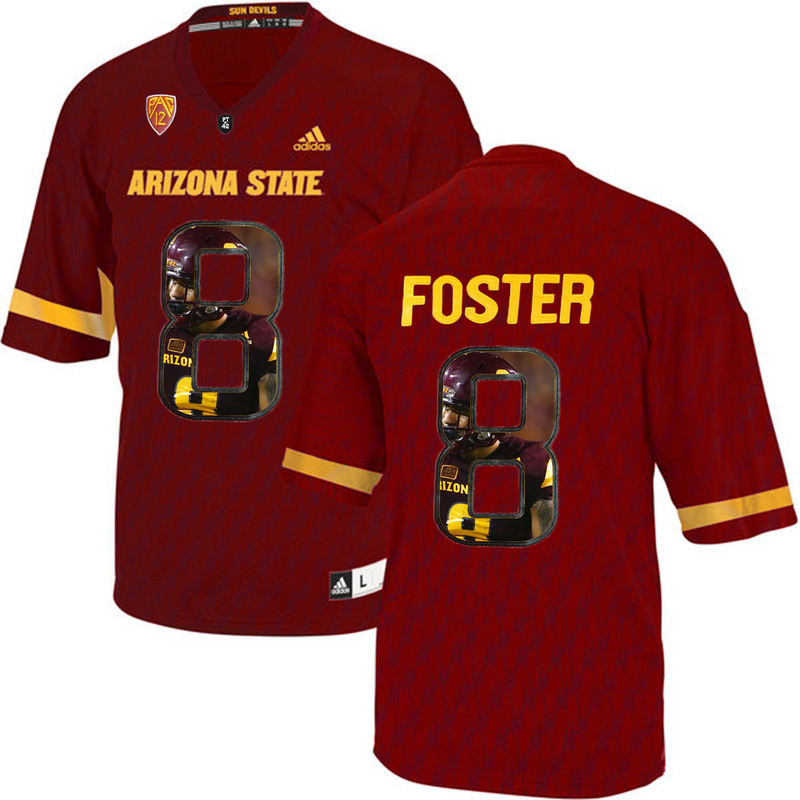 Arizona State Sun Devils 8 D.J. Foster Red Team Logo Print College Football Jersey6