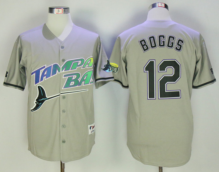 Rays 12 Wade Boggs Gray Throwback Jersey