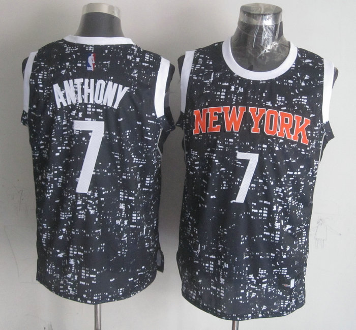 Knicks 7 Carmelo Anthony Black City Luminous Jersey