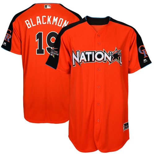 National League Rockies 19 Charlie Blackmon Orange 2017 MLB All-Star Game Home Run Derby Player Jersey