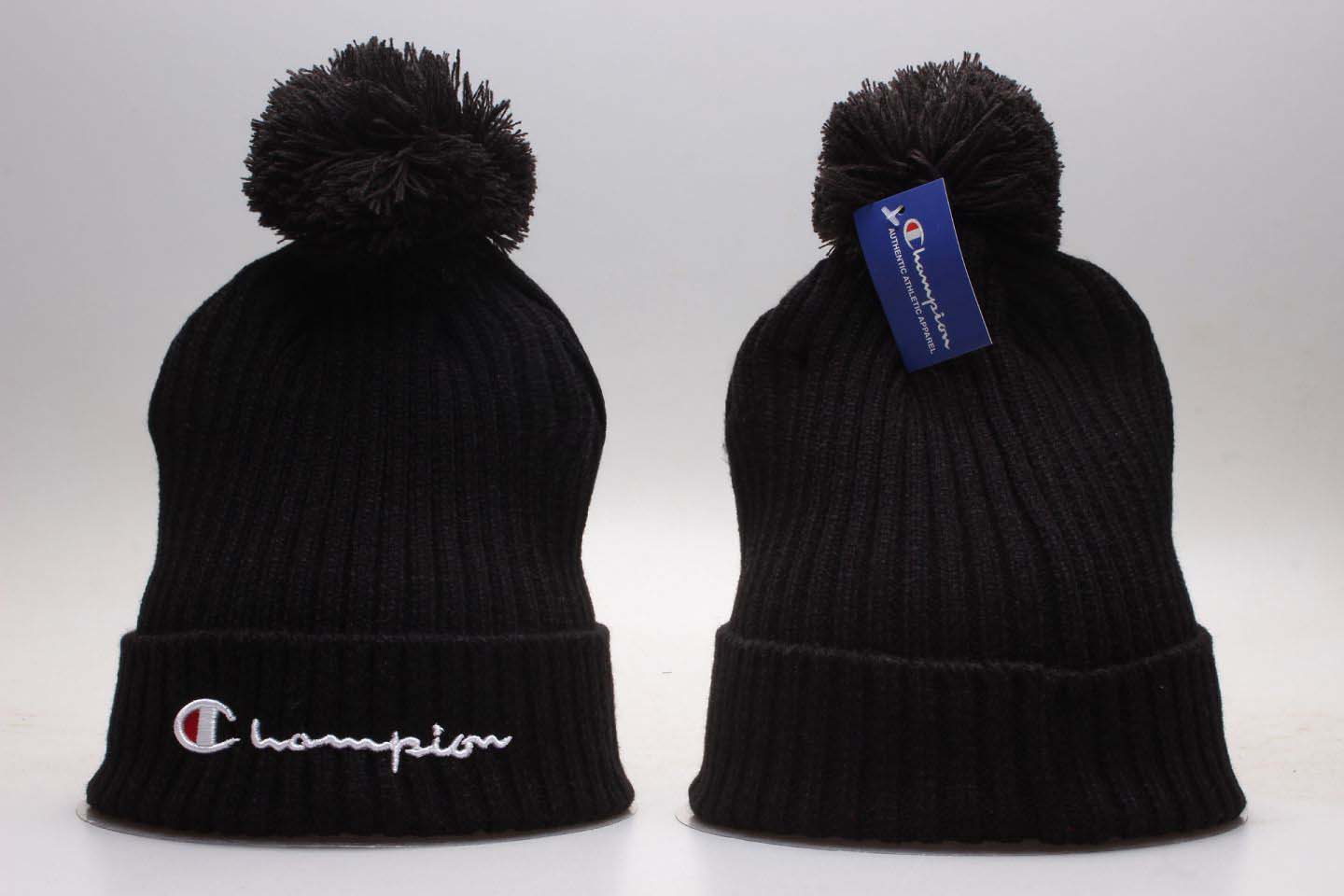 Champion Black Fashion Sport Pom Knit Hat YP
