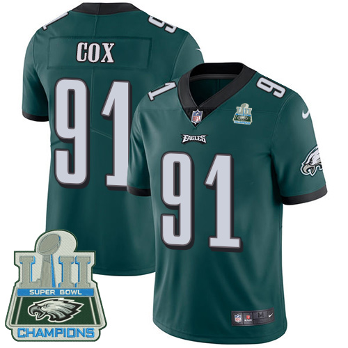 Nike Eagles 91 Fletcher Cox Green 2018 Super Bowl Champions Youth Vapor Untouchable Player Limited Jersey