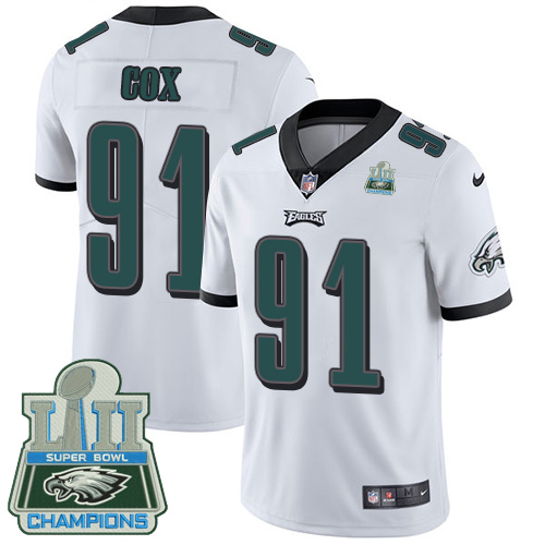 Nike Eagles 91 Fletcher Cox White 2018 Super Bowl Champions Youth Vapor Untouchable Player Limited Jersey