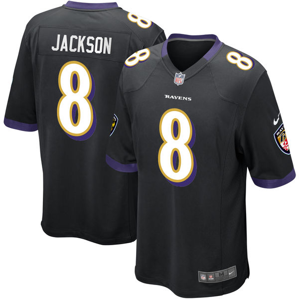 Nike Ravens 8 Lamar Jackson Black 2018 NFL Draft Pick Elite Jersey