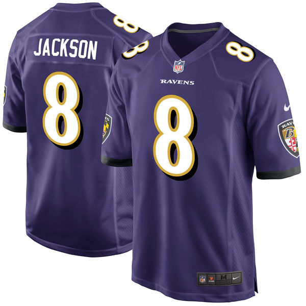 Nike Ravens 8 Lamar Jackson Purple 2018 NFL Draft Pick Elite Jersey