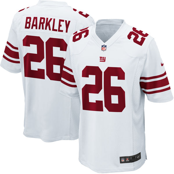 Nike Giants 26 Saquon Barkley White Youth 2018 Draft Pick Game Jersey