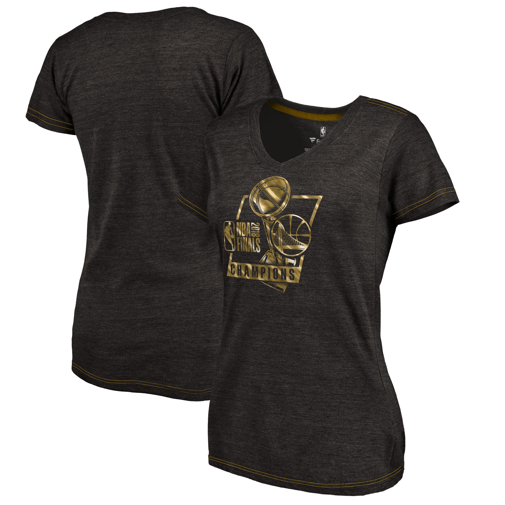 Golden State Warriors Fanatics Branded Women's 2018 NBA Finals Champions Bank It In Gold Luxe Tri-Blend T-Shirt Black