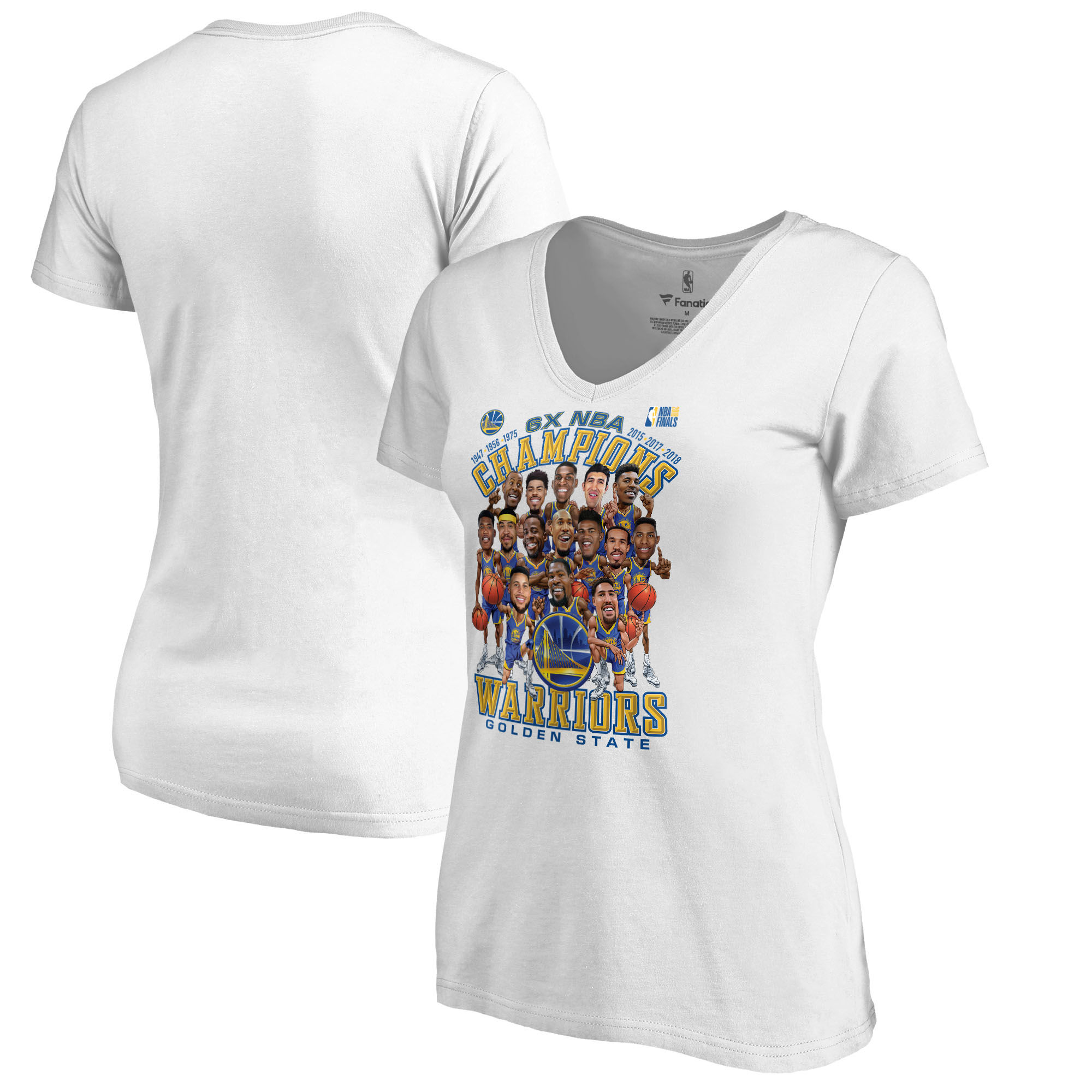 Golden State Warriors Fanatics Branded Women's 2018 NBA Finals Champions Caricature T-Shirt White