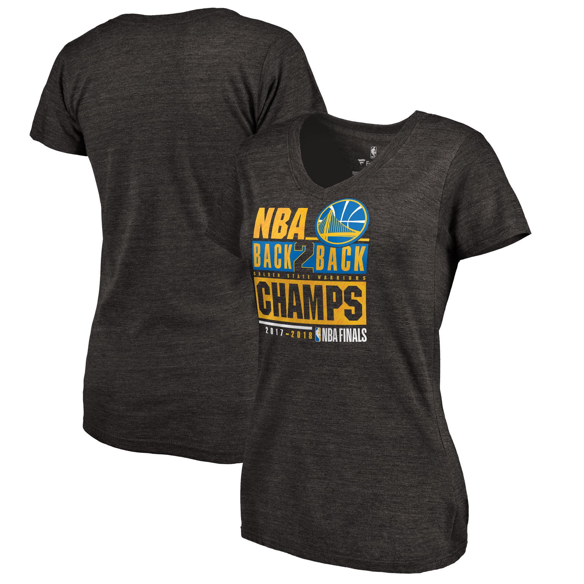 Golden State Warriors Fanatics Branded Women's 2018 NBA Finals Champions Foul Lane Tri-Blend V-Neck T-Shirt Black