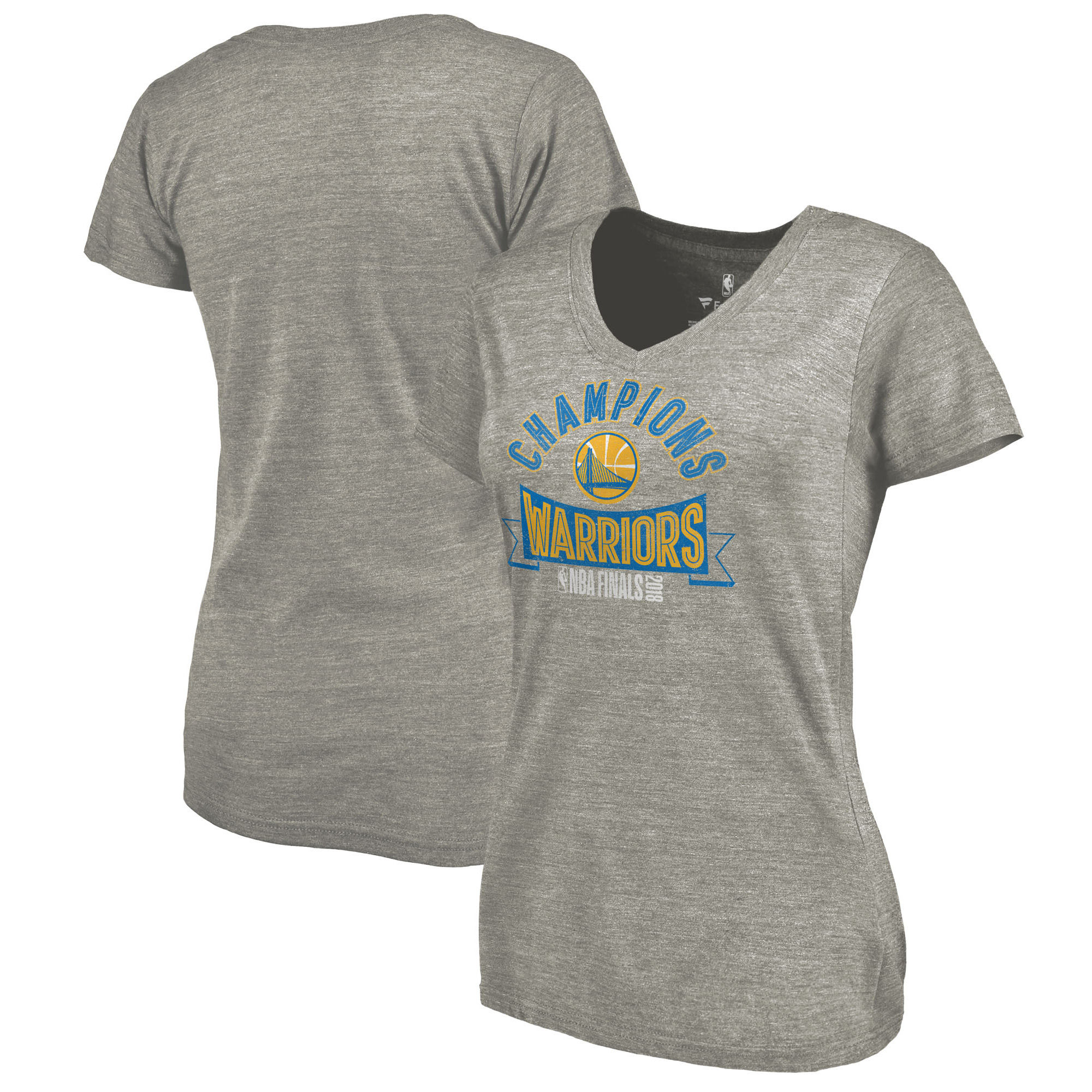 Golden State Warriors Fanatics Branded Women's 2018 NBA Finals Champions One Commitment Tri-Blend V-Neck T-Shirt Heather Gray