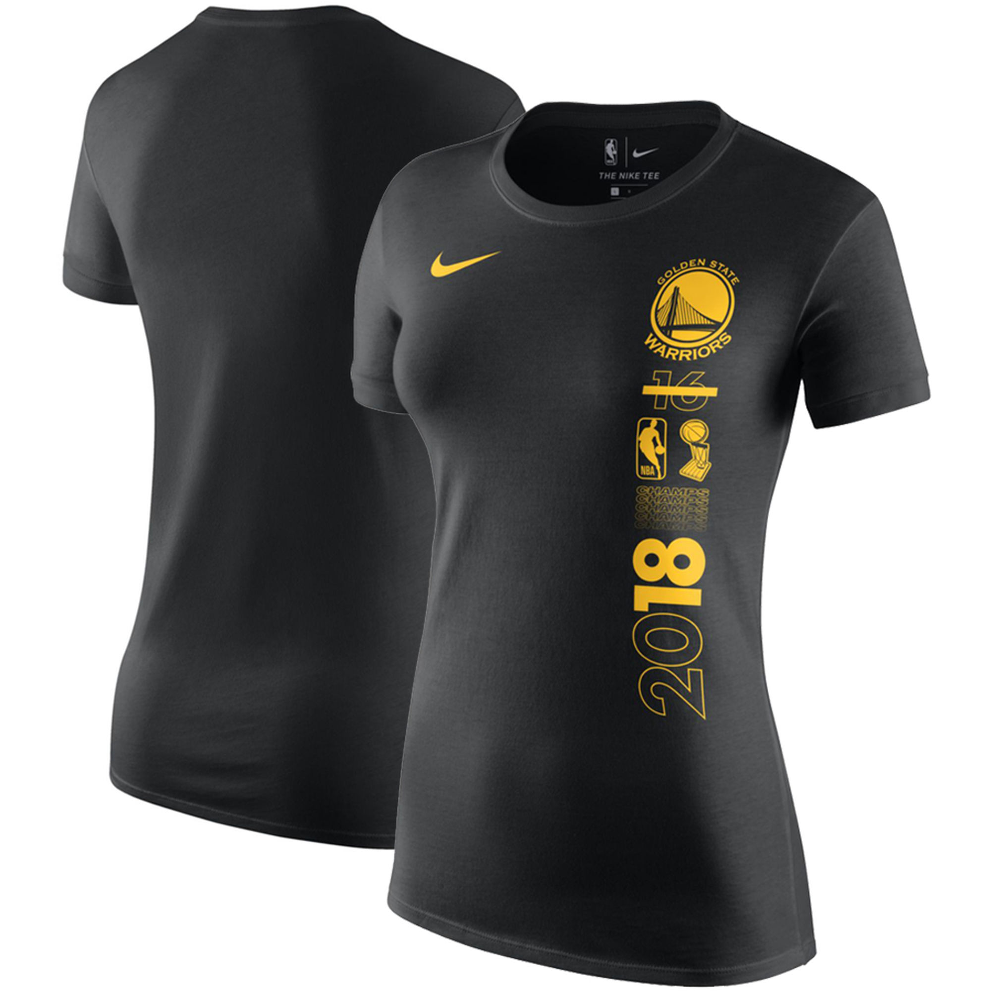 Golden State Warriors Nike Women's 2018 NBA Finals Champions Celebration Year DFCT T-Shirt Black