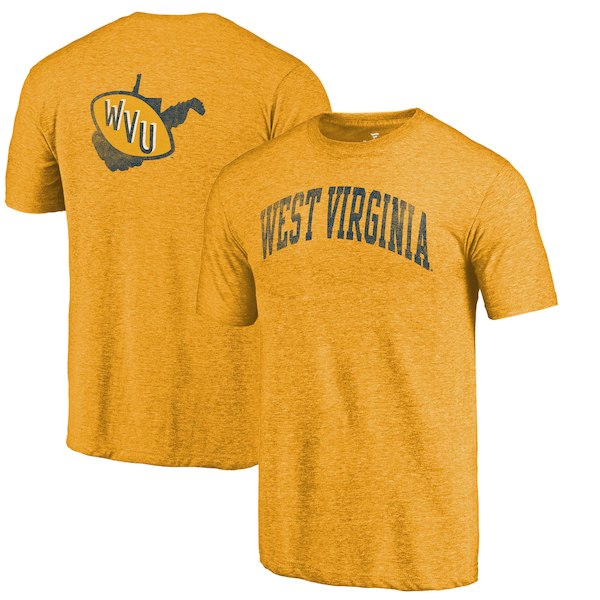 West Virginia Mountaineers Fanatics Branded Heathered Gold Vault Two Hit Arch T-Shirt