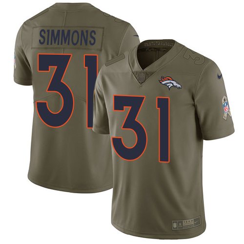 Nike Broncos 31 Justin Simmons Olive Salute To Service Limited Jersey