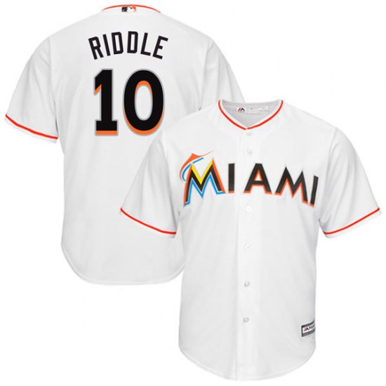 Marlins 10 JT Riddle White Cool Base Jersey