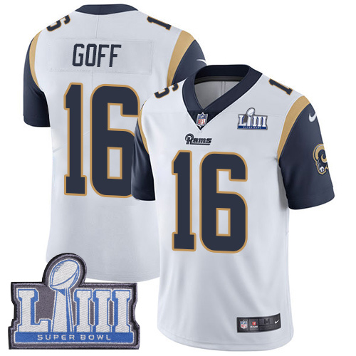 Nike Rams 16 Jared Goff White Youth 2019 Super Bowl LIII Vapor Untouchable Limited Jersey