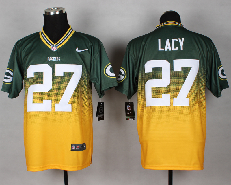 Nike Packers 27 Lacy Green And Yellow Drift II Elite Jerseys