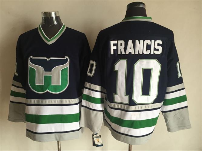 Whalers 10 Ron Francis Navy Blue Throwback Jersey