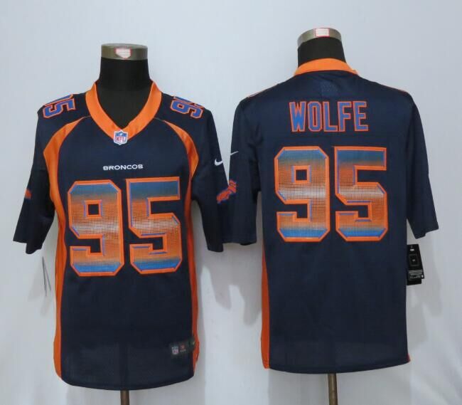 Nike Broncos 95 Derek Wolfe Blue Pro Line Fashion Strobe Jersey