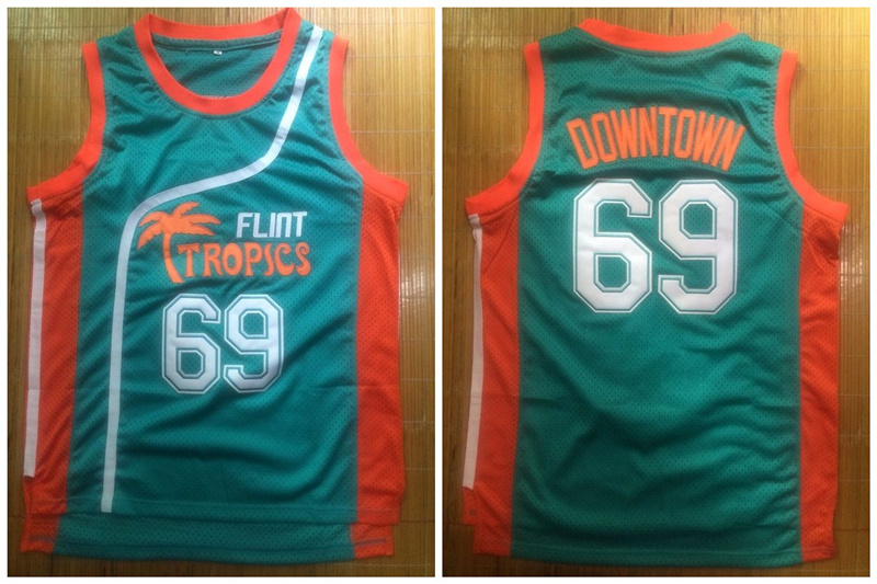 Flint Tropics 69 Downtown Malone Green Semi Pro Movie Stitched Basketball Jersey
