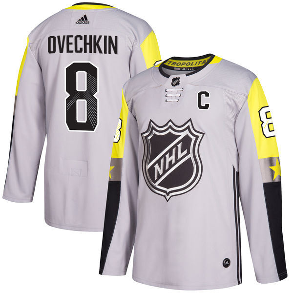 Capitals 8 Alexander Ovechkin Gray Adidas 2018 NHL All-Star Game Metro Division Authentic Player Jersey