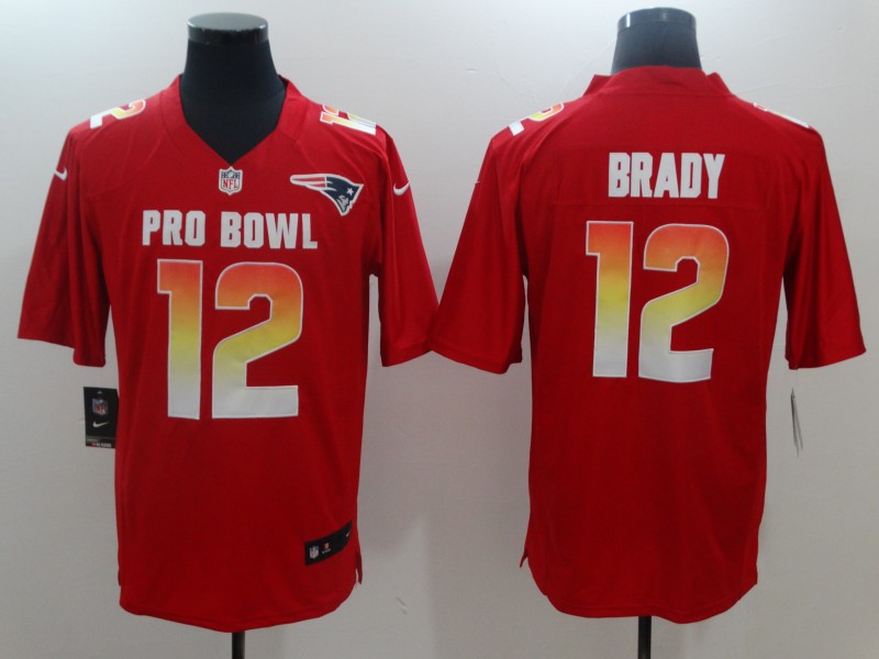 Nike AFC Patriots 12 Tom Brady Red 2018 Pro Bowl Game Jersey