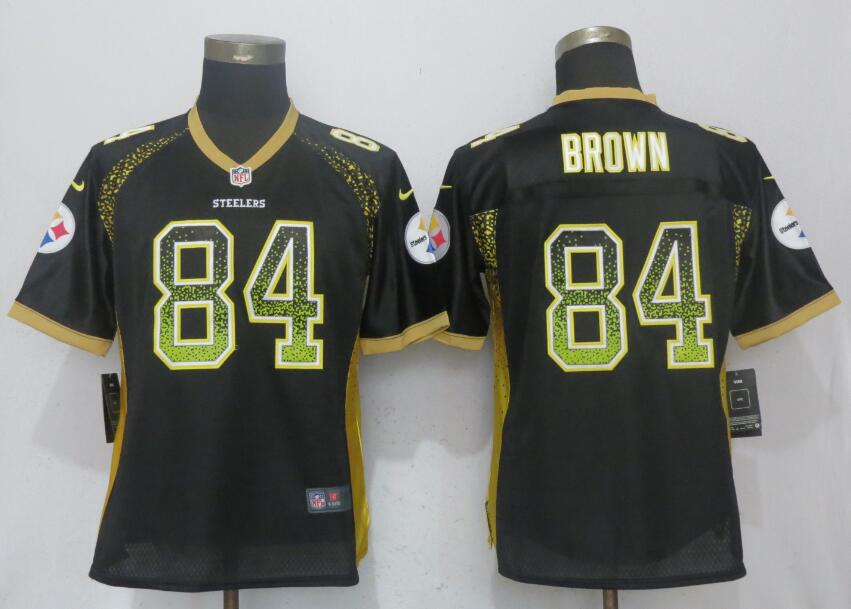 Nike Steelers 84 Antonio Brown Black Women Drift Fashion Jersey