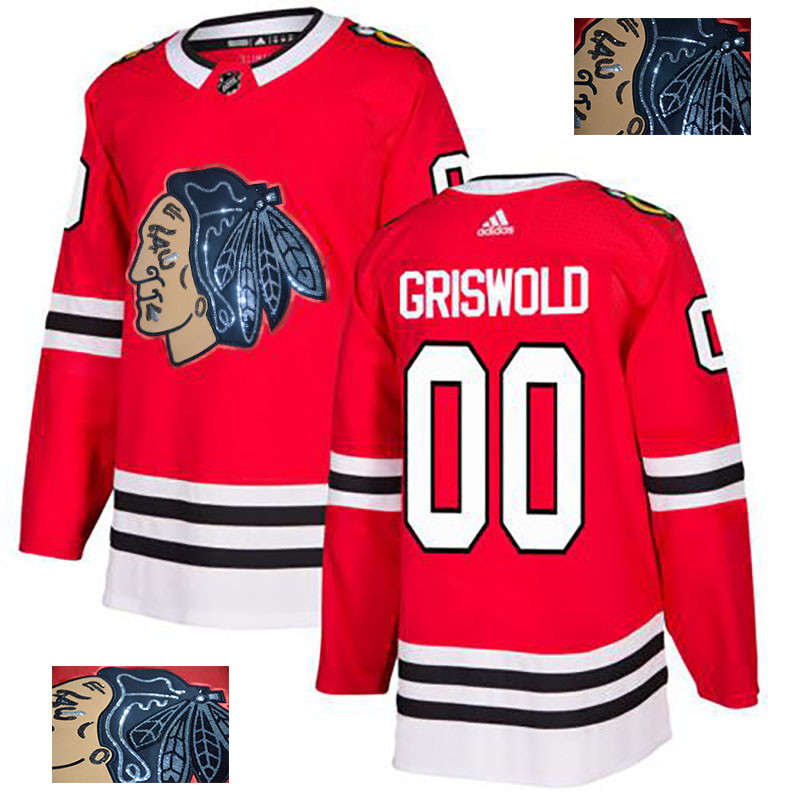 Blackhawks 00 Clark Griswold Red Glittery Edition Adidas Jersey