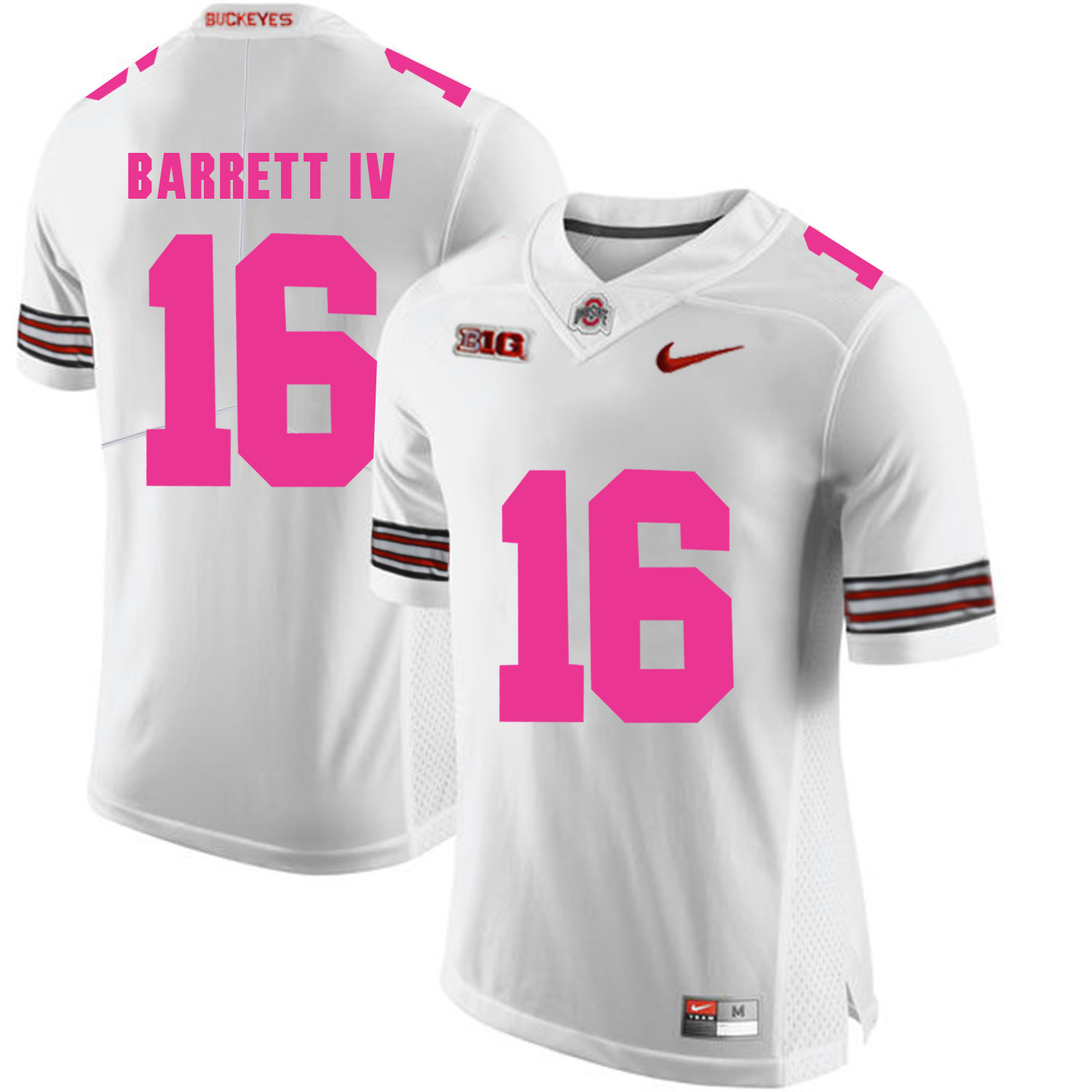 Ohio State Buckeyes 16 J.T. Barrett White 2018 Breast Cancer Awareness College Football Jersey