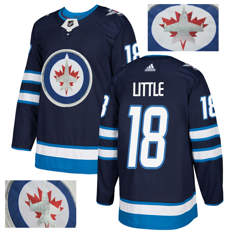 Jets 18 Bryan Little Navy With Special Glittery Logo Adidas Jersey