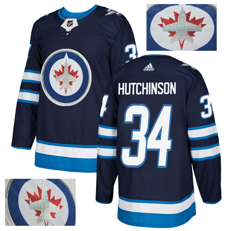 Jets 34 Michael Hutchinson Navy With Special Glittery Logo Adidas Jersey