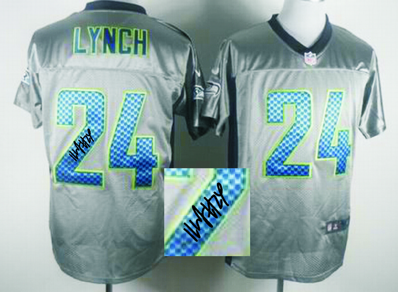 Nike Seahawks 24 Lynch Grey Shadow Signature Edition Jerseys