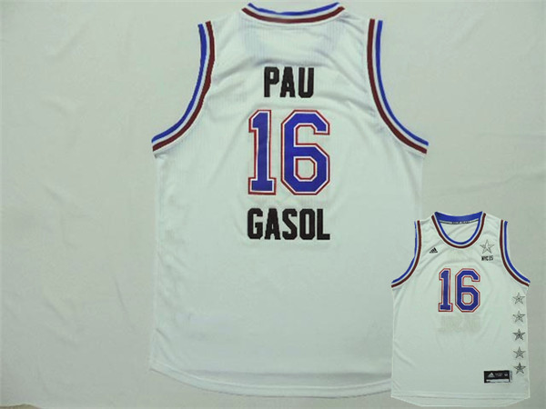 2015 NBA All Star NYC Eastern Conference 16 Pau Gasol White Jerseys