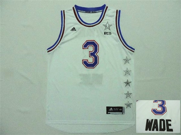 2015 NBA All Star NYC Eastern Conference 3 Dwyane Wade White Jerseys