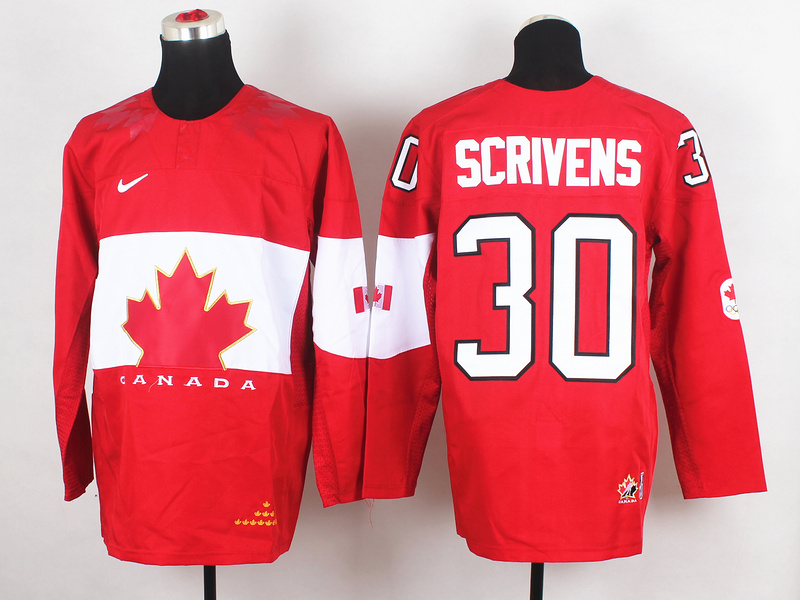 Canada 30 Scrivens Red 2014 Olympics Jerseys