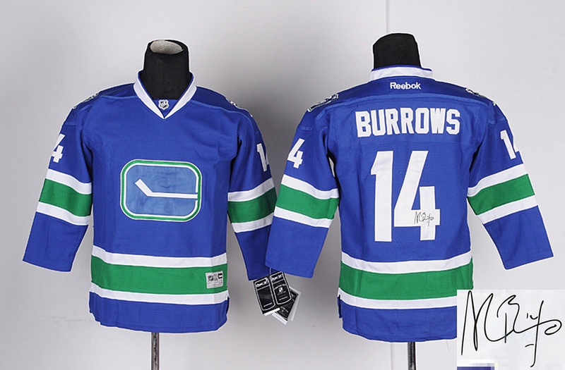 Canucks 14 Burrows Blue Third Signature Edition Youth Jerseys
