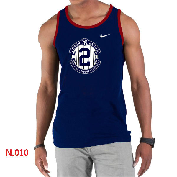 Nike Derek Jeter New York Yankees Final Season Commemorative Logo men Tank Top D.Blue