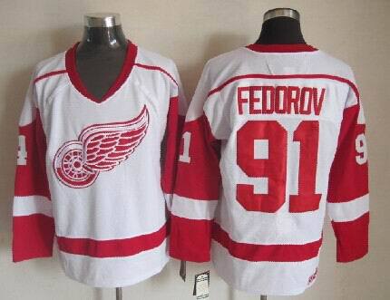 Red Wings 91 Fedorov White Jerseys